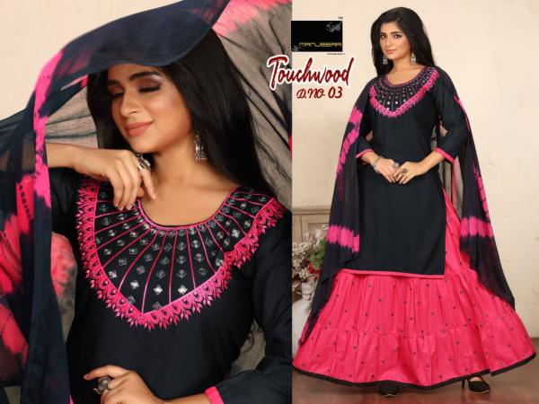  Manjeera Touchwood Rayon Designer Exclusive Readymade Suit